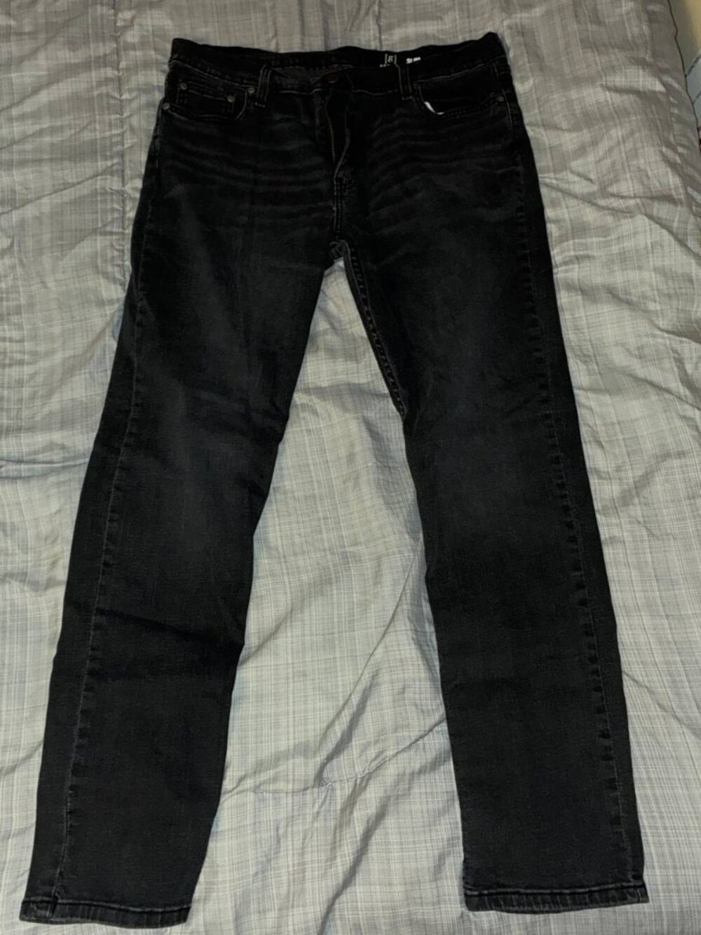 George Jeans 38x32 Men's Slim Fit Straight Leg Black Denim Dark Wash - New